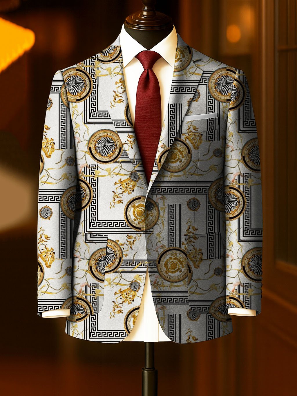 Men's Business Casual Large Pocket Print Blazers