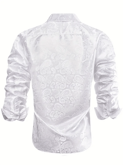 Men's Silk Business Luxury Design Printed Long Sleeve Shirt