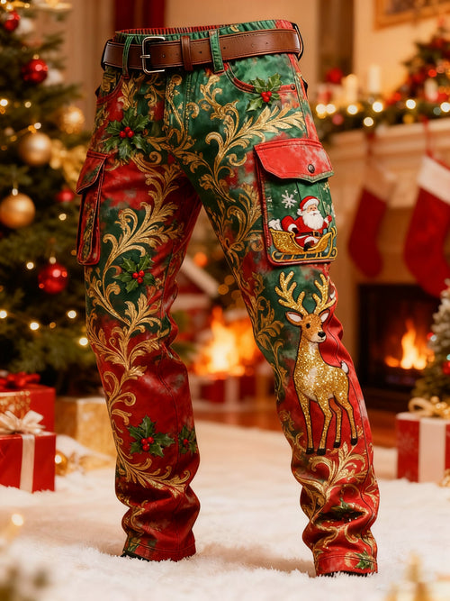 Men's Christmas Plaid Printed Cargo Pants