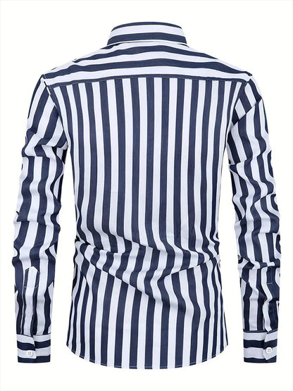 Men's Striped Business Casual Shirt