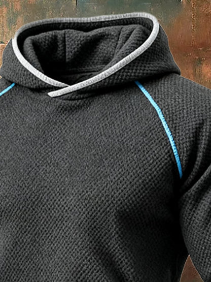 Men's Vintage Colorblock Suede Hooded Sweatshirt