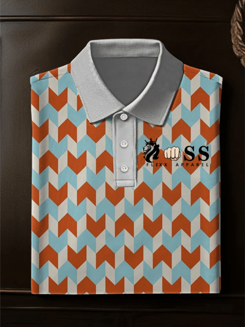 Men's Retro Letter Design Business Contrast Lapel Short-Sleeved Polo Shirt