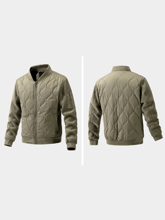 Men's Vintage Pleated Cotton Polar Fleece Patchwork Casual Cotton Jacket
