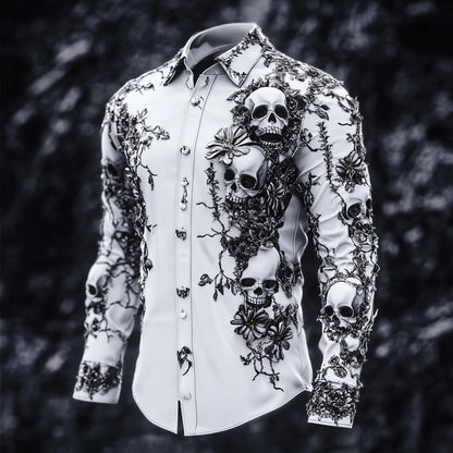 Men's Casual Vintage Black Pattern Shirt