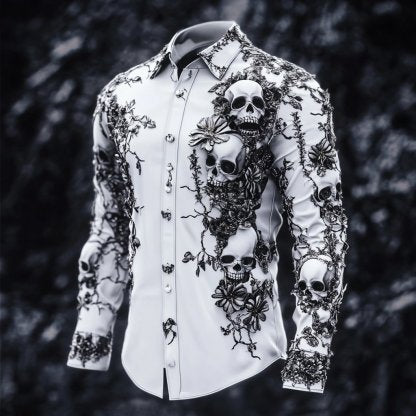 Men's Casual Vintage Black Pattern Shirt