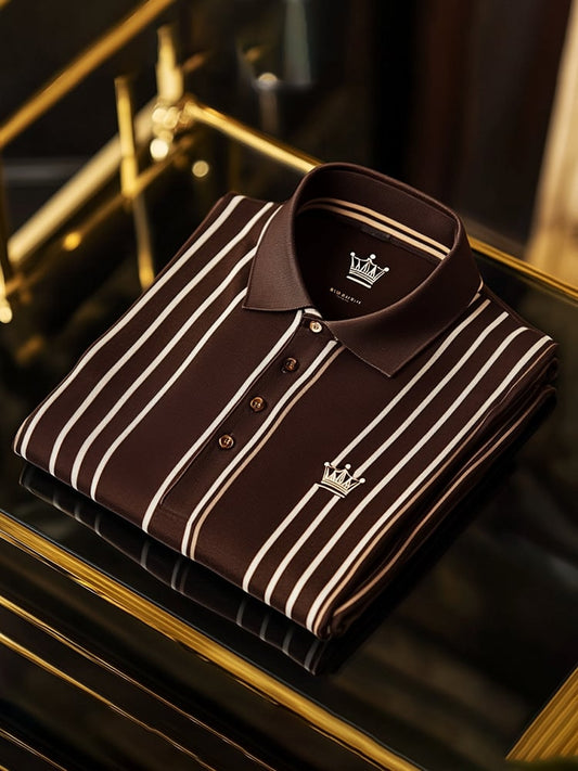 Men's Business Casual Logo Button Short Sleeve Polo Shirt