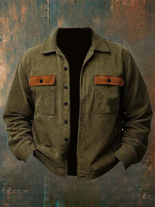 Men's Vintage Corduroy Pocket Lapel Outdoor Shirt Jacket