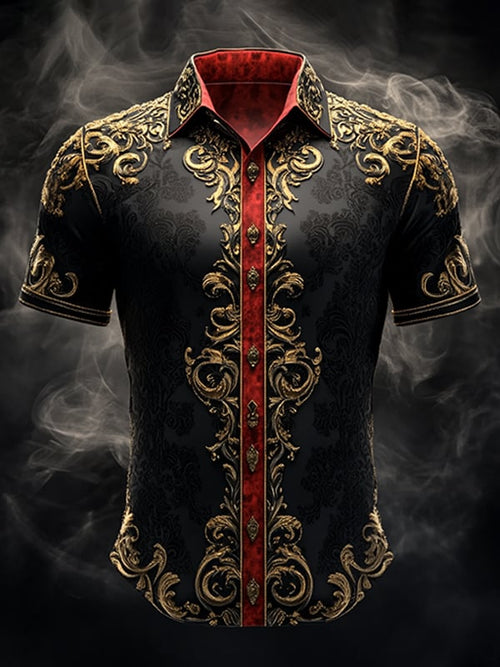 Men's Retro Gothic Pattern Short Sleeve Shirt