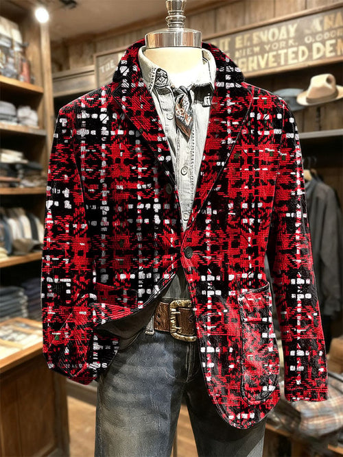 Men's Retro  Christmas Plaid Casual Blazer