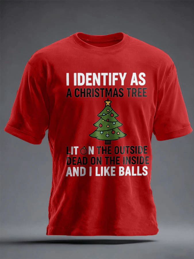 Men's  Funny Identify As A Christmas Print T-shirt
