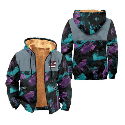 Men's Retro Western Style Art Contrast Camouflage Plush Jacket