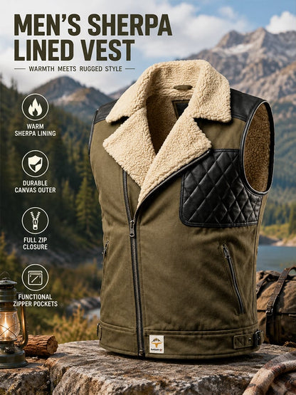 Men's Vintage Distressed Patchwork Multi-Pocket Vest