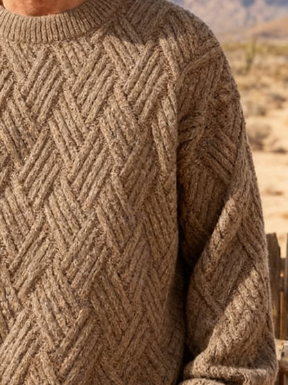 Men's Vintage Cable Knit Solid Color Sweater
