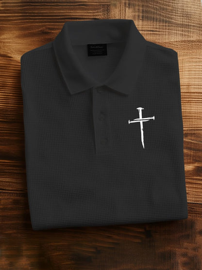Men'S Faith Cross Print Casual Polo Shirt