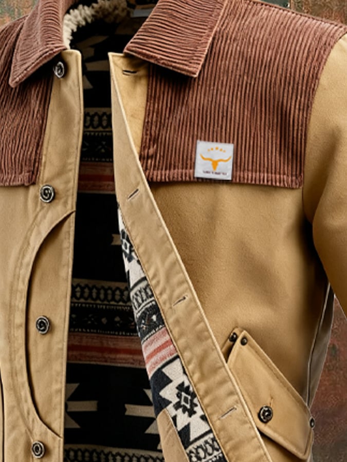Men's Vintage Corduroy Multi-Pocket Outdoor Jacket
