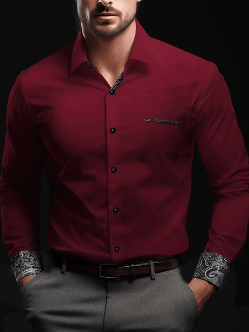 Men's Street Style Business Casual Printed Long Sleeve Shirt