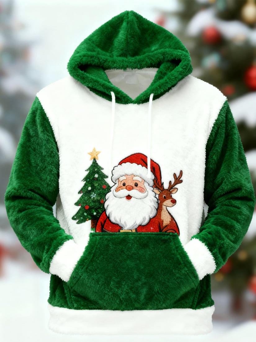 Men's Casual Christmas Comfortable Flannel Warm Hoodie