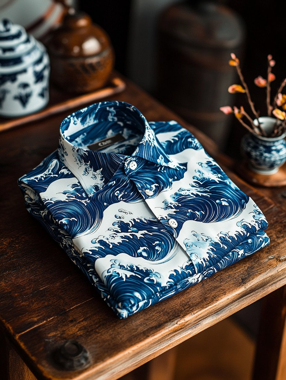 Men's Business Casual Floral Lapel Short Sleeve Shirt
