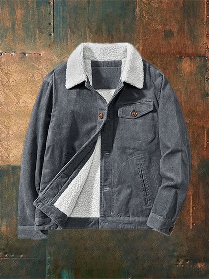 Men's Vintage Printed Plush Jacket