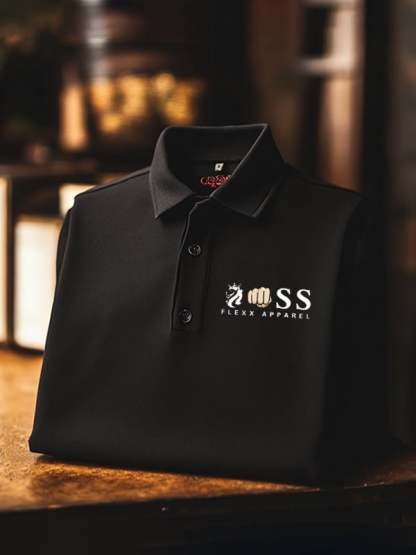 Men's Classic Business Skull Rose Logo Short Sleeve Polo Shirt