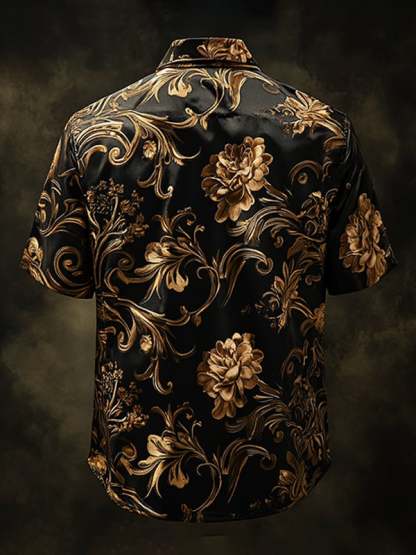 Men's Retro Gothic Pattern Short Sleeve Shirt