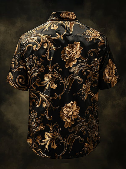 Men's Retro Gothic Pattern Short Sleeve Shirt
