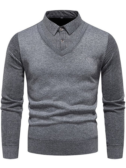 Men's Fashionable Velvet Thickened Warm Fake Two-Piece Sweater