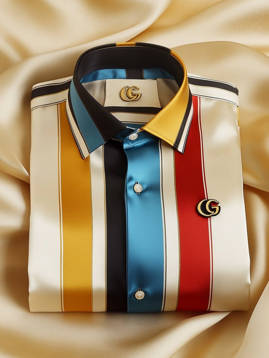 Men's Satin Luxe Long Sleeve Button Down Shirt