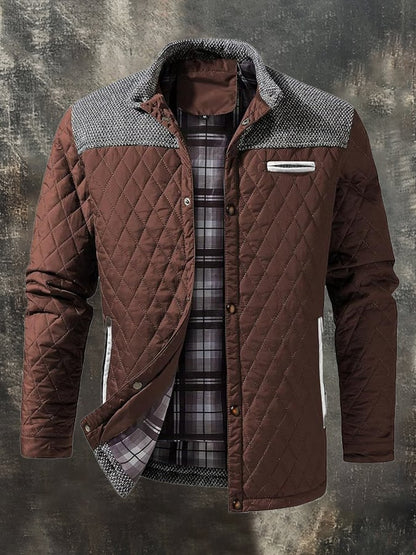 Men's Vintage Quilted Leather Patchwork Cotton Jacket