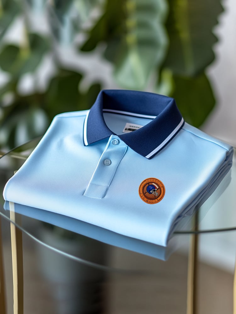 Men's Retro Business Football Logo Print Long Sleeve Polo Shirt