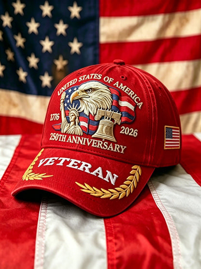 Unisex USA America Birthday 1776鈥?026 Veteran Baseball Cap