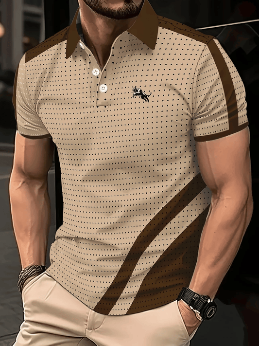Men's Classic Business Logo Button Short Sleeve Polo Shirt