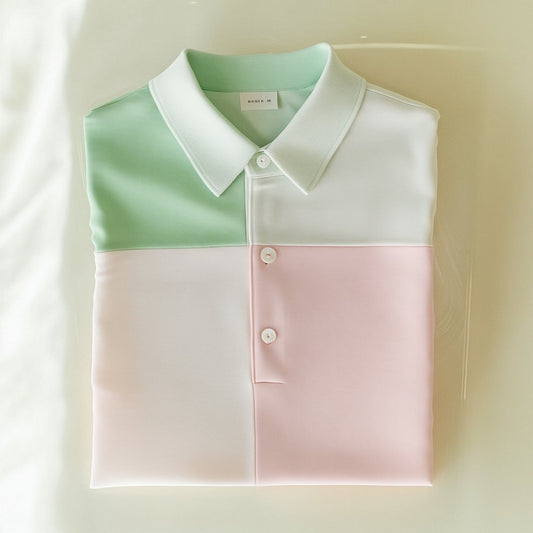 Men's Business Casual Jacquard Button Short Sleeve Polo Shirt
