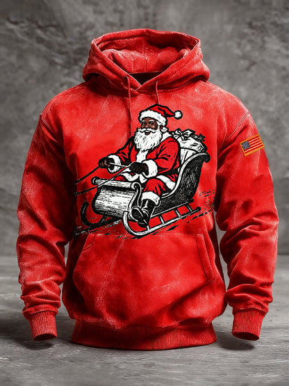Herren-Hoodie mit schwarzem Retro-Weihnachtsprint