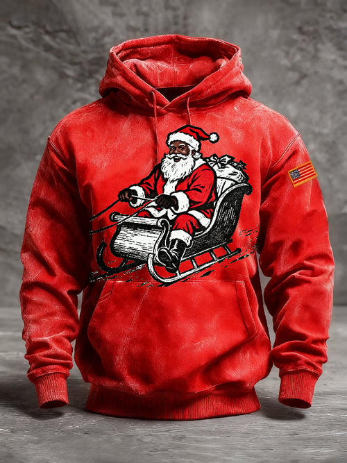 Herren-Hoodie mit schwarzem Retro-Weihnachtsprint