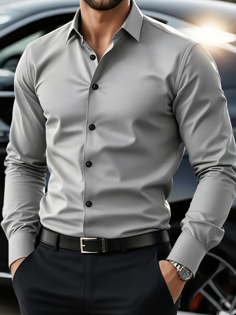 Men's Street Style Business Casual Printed Long Sleeve Shirt