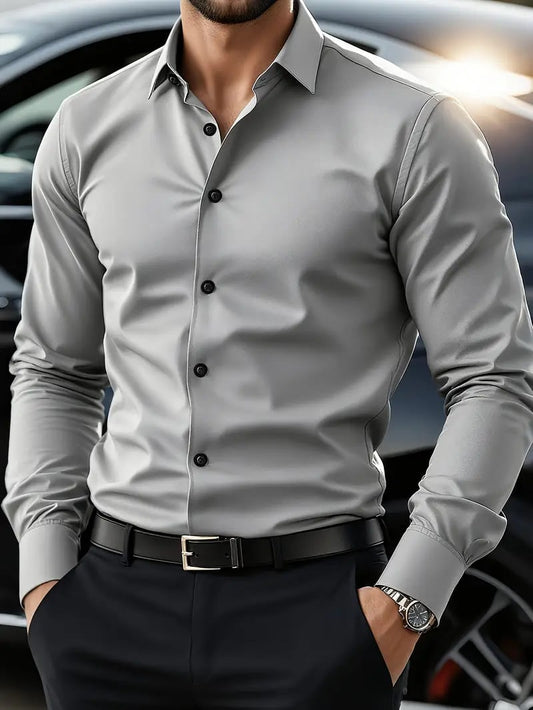 Men's Street Style Business Casual Printed Long Sleeve Shirt