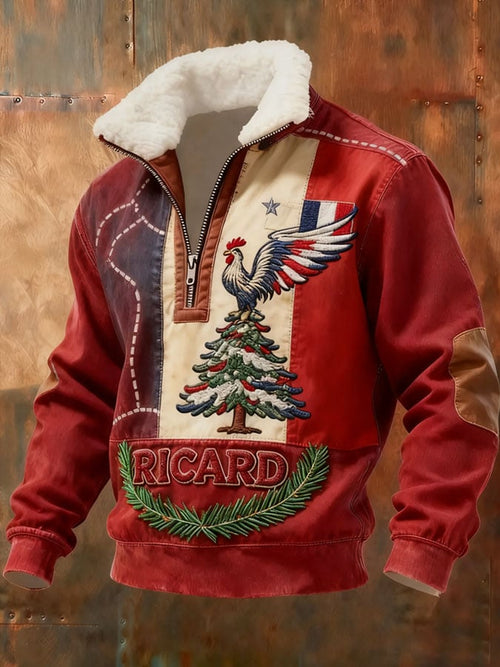 Men's Zipper Casual Fur Collar Sweatshirt