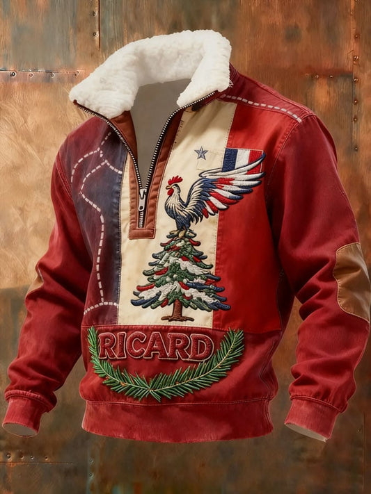 Men's Zipper Casual Fur Collar Sweatshirt