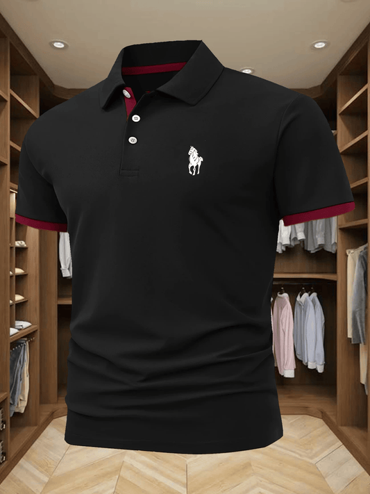 Men's Business Logo Button-Down Short Sleeve Polo Shirt