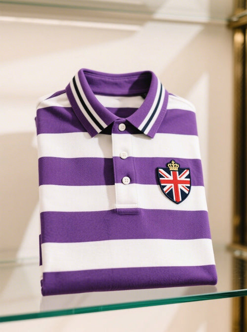 Men's Business Casual Union Jack Button Short Sleeve Polo Shirt