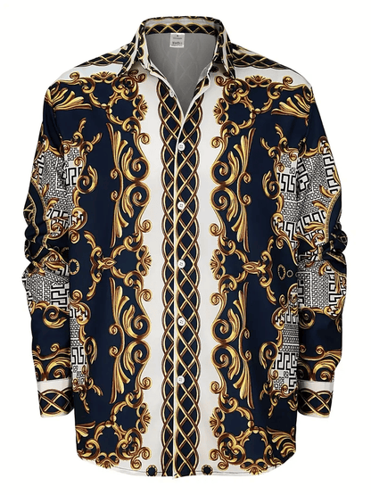 Men's Street Style Business Striped Printed Long Sleeve Shirt