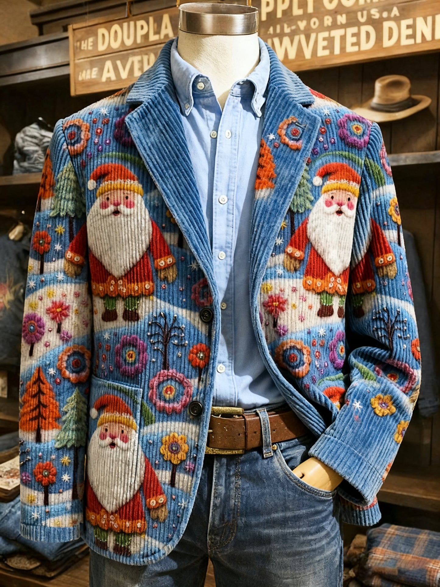 Men's Vintage Christmas Patchwork Casual Jacket