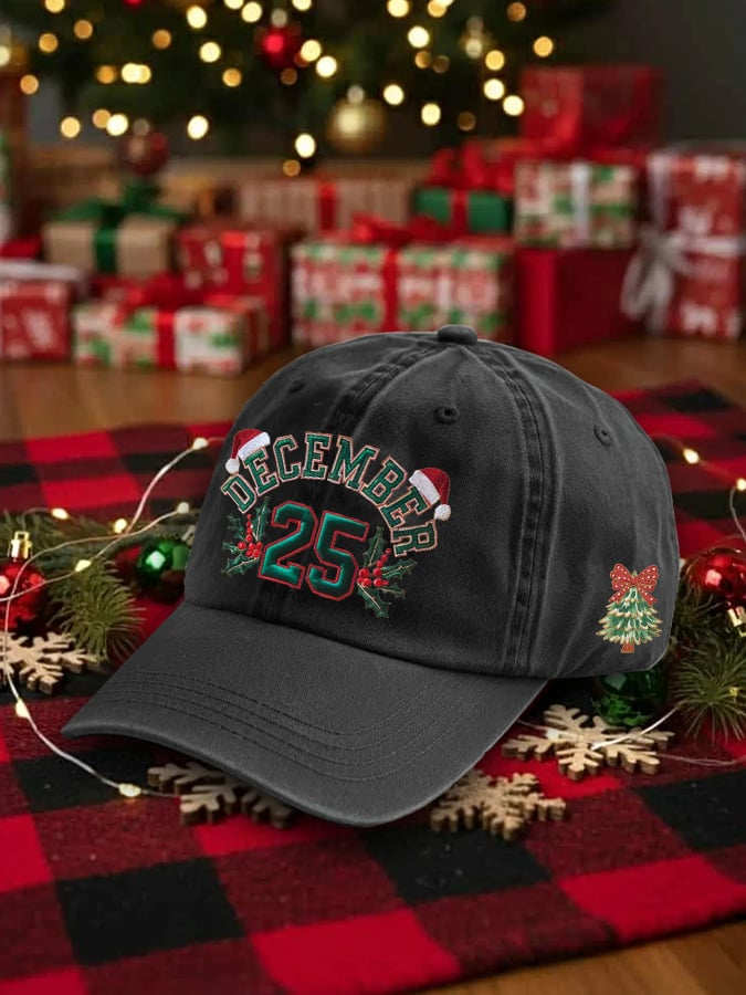 Retro Christmas December 25 Print Baseball Cap