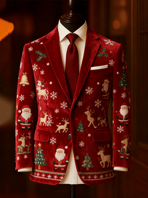 Men's Corduroy Christmas Lapel Suit Jacket