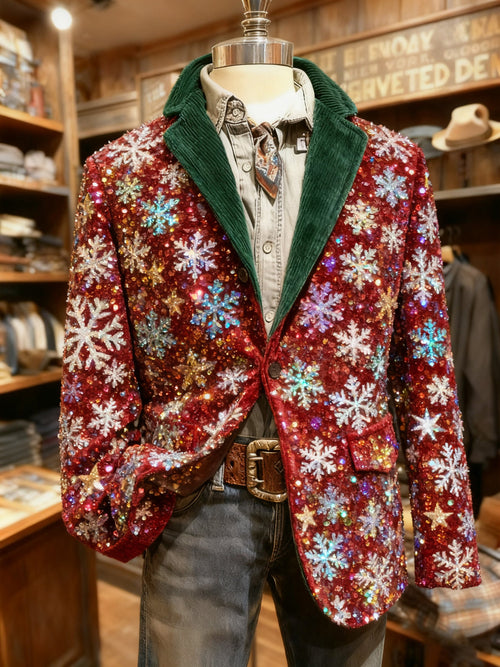Men's Christmas Bow Casual Print Large Pocket Blazers