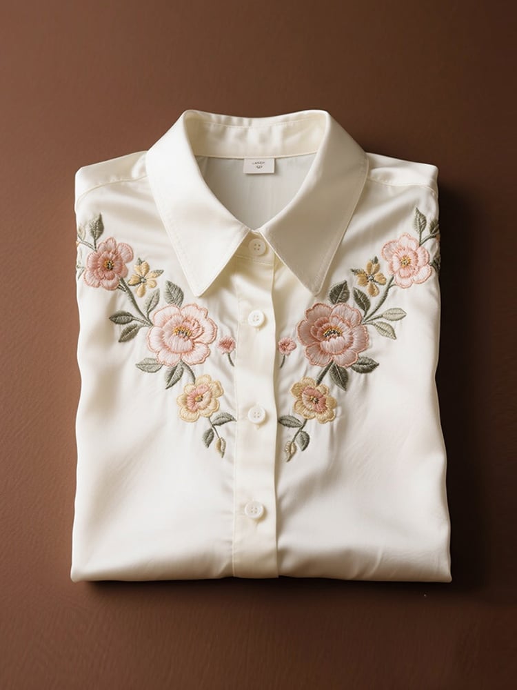 Men's Business Casual Floral Lapel Short Sleeve Shirt