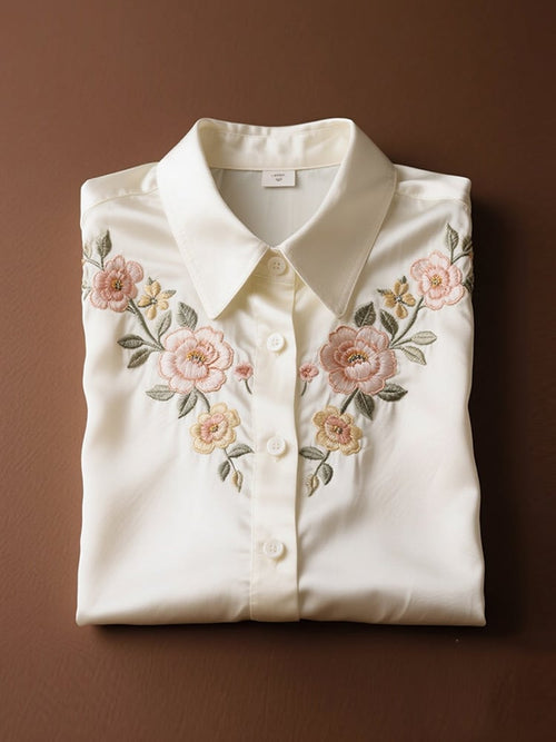 Men's Business Casual Floral Lapel Short Sleeve Shirt
