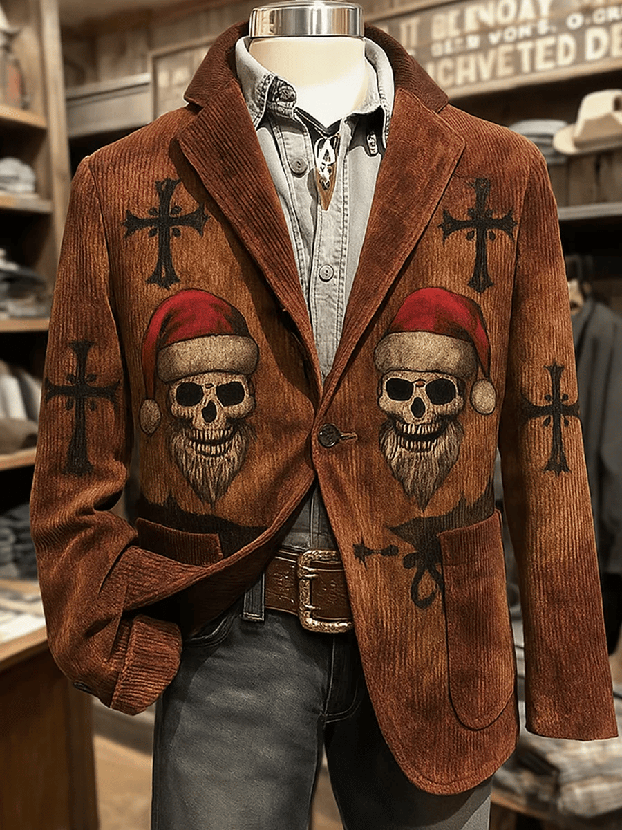 Men's Retro Christmas Skull Casual Blazer