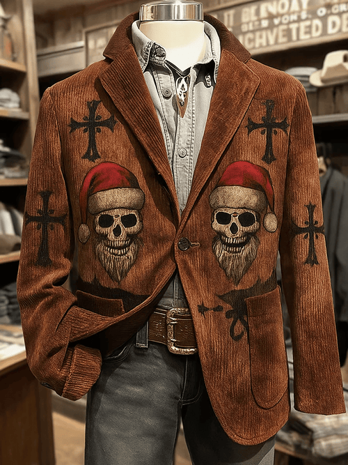 Men's Retro Christmas Skull Casual Blazer